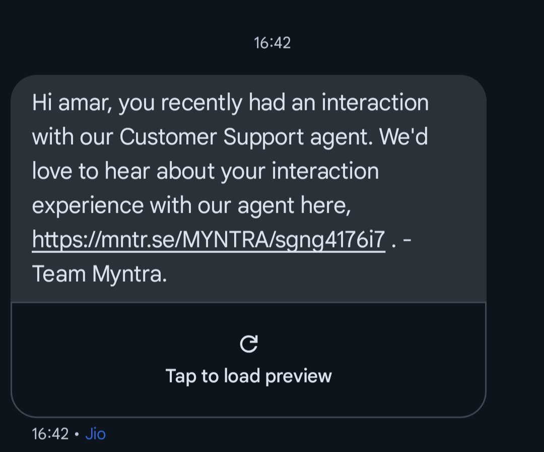 Amar_2712's tweet photo. @MyntraSupport No contact been from your team but I received msg that I have been contacted by your team. https://t.co/WHI5ySyHl1
