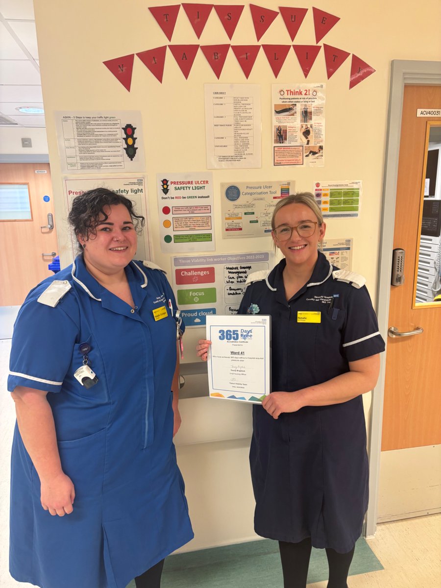 Today we celebrate a fantastic milestone on  ward 41 stroke @Uhcw 365 days free from hospital acquired pressure ulcers 😁 what an absolutely amazing achievement! We are so proud 🥰