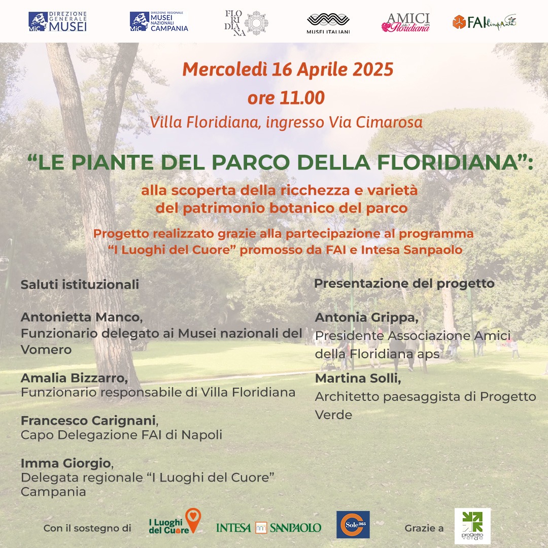 “Le Piante del parco della Floridiana”: alla scoperta della ricchezza e varietà del patrimonio botanico del parco.  Villa Floridiana, 16 aprile 2025, ore 11.00. <a href="/museitaliani/">museitaliani</a> <a href="/MiC_Italia/">Ministero della Cultura</a> <a href="/Campaniartecard/">Campania Artecard</a> @inCampania