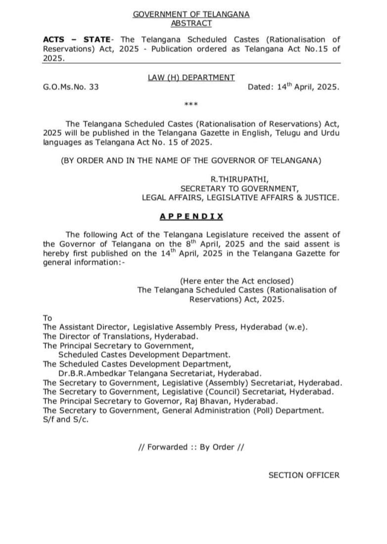 tanmoyofc's tweet photo. On Ambedkar Jayanti, Telangana made history!
The Congress govt under CM Revanth Reddy enacted the SC Reservation Rationalisation Act, 2025—India’s first law for #SCSubCategorisation.
59 SC sub-castes now grouped into 3 categories for fairer access to education & jobs.
A true tribute to Babasaheb Ambedkar & a bold step for #SocialJustice
#AmbedkarJayanti #JaiBhim #AmbedkarJayanti2025