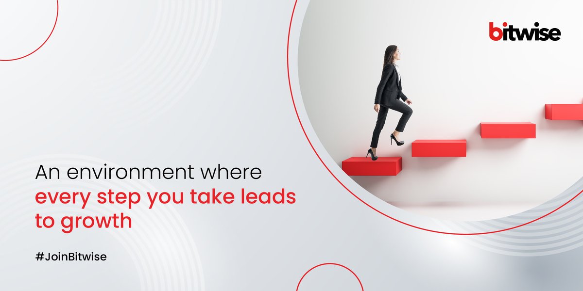 Bitwise_Updates's tweet image. Join a workplace that makes the most of your potential by embracing innovative ideas, continuous learning, and growth! Ready to take the next step? Explore new opportunities at Bitwise, visit: bitwiseglobal.com/en-us/careers/

#JoinBitwise #hiring