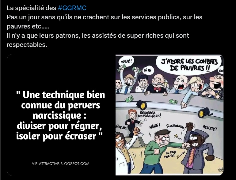 Sangha40409046's tweet photo. @GG_RMC @CharlesConsigny Le sujet préféré des riches fachos de #RMC, la chasse aux pauvres et à leurs acquis sociaux.
Par contre on n'entend jamais #Truchot #Marchall #GGRMC dénoncer leurs privilèges, niches fiscales etc.....🤔🙃 https://t.co/gLyOlQkHrv