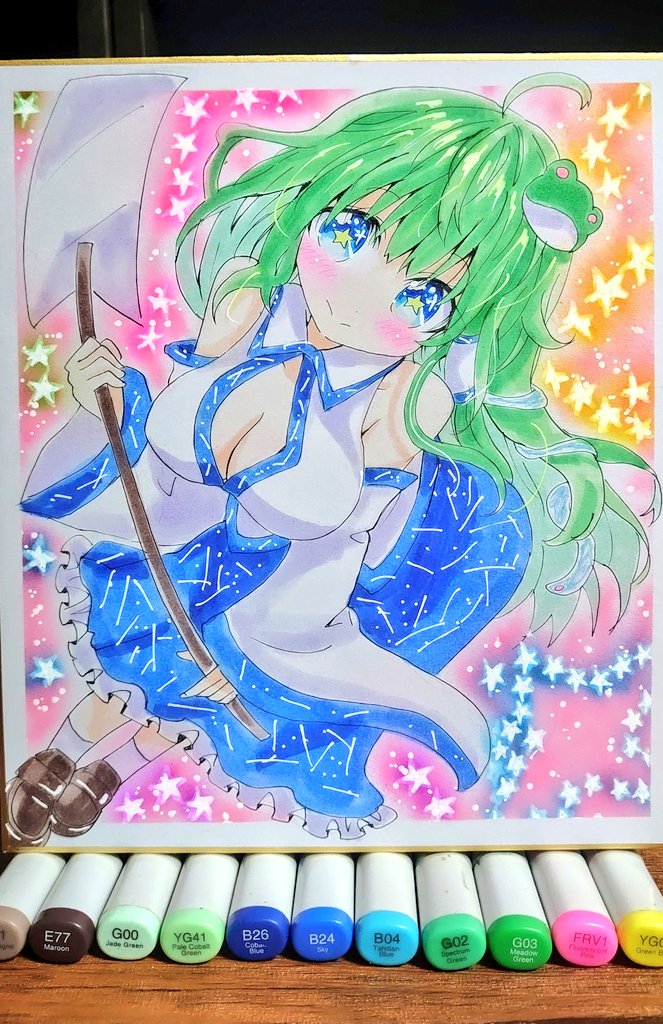 東風谷早苗 「アナログ東方絵 東風谷早苗」|雪雪崩 清隆のイラスト
