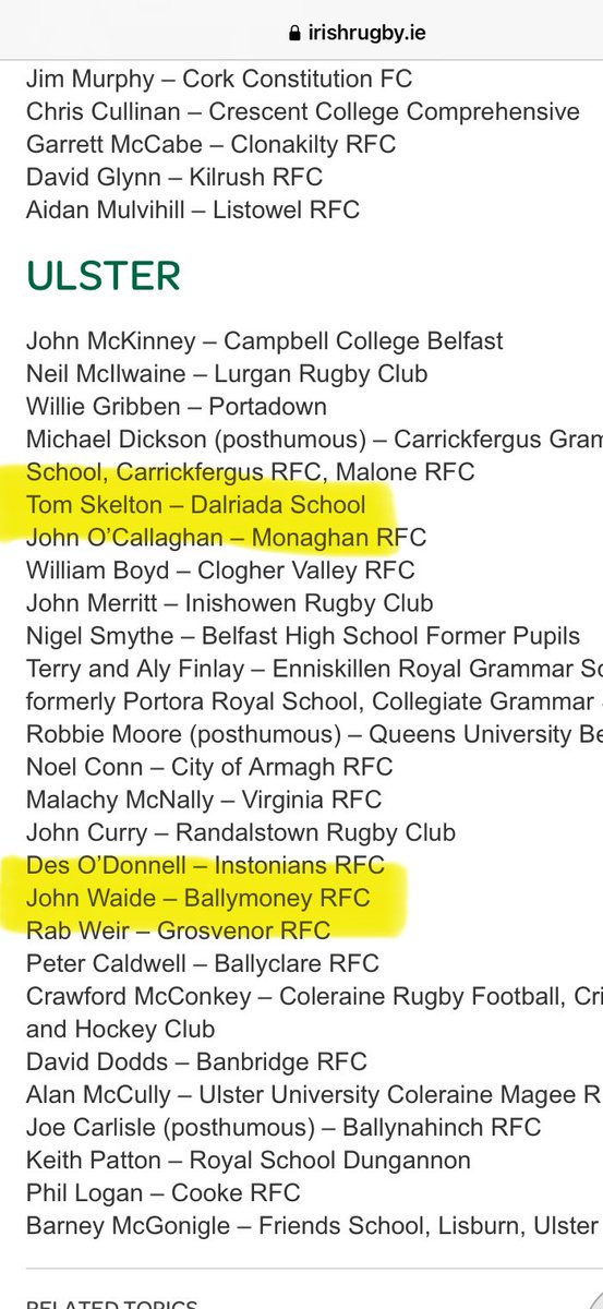 How lovely to see my good friend John Waide of <a href="/BallymoneyRFC/">Ballymoney RFC</a> getting this recognition from <a href="/IrishRugby/">Irish Rugby</a> 
Also included is the late Tom Skelton who was headmaster of <a href="/DalriadaSchool/">Dalriada School</a> in Ballymoney. Tom sadly passed away just over a year ago.