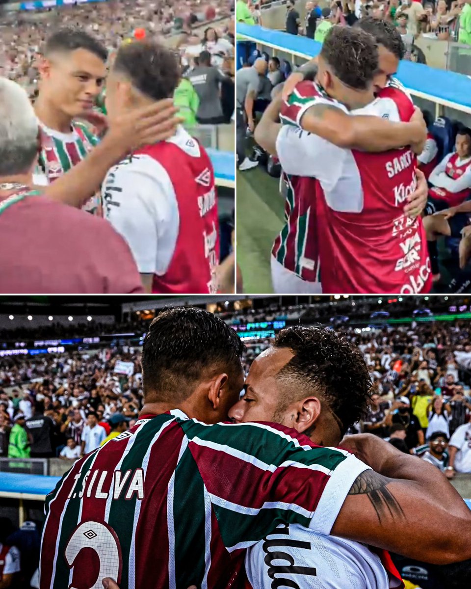 Thiago Silva and Neymar reunited during Fluminense v Santos 🇧🇷