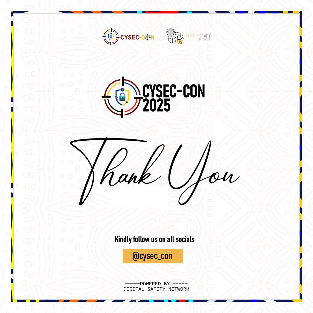 Cysec_con's tweet image. CYSEC-CON was a success because of you🫶🏾

With warmth in our hearts, we say thank you to our Keynote Speaker, Village Chiefs, Panelists, Community Partners, Volunteers, NACOS Lead City University, and all attendees.

Thank you for believing in CYSEC-CON.

Till next time 😉