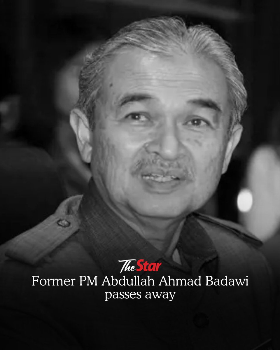 Former prime minister Tun Abdullah Ahmad Badawi has passed away at the National Heart Institute at 7.10pm on Monday (April 14).

Rest in peace, Pak Lah.

Read more: thestar.com.my/news/nation/20…