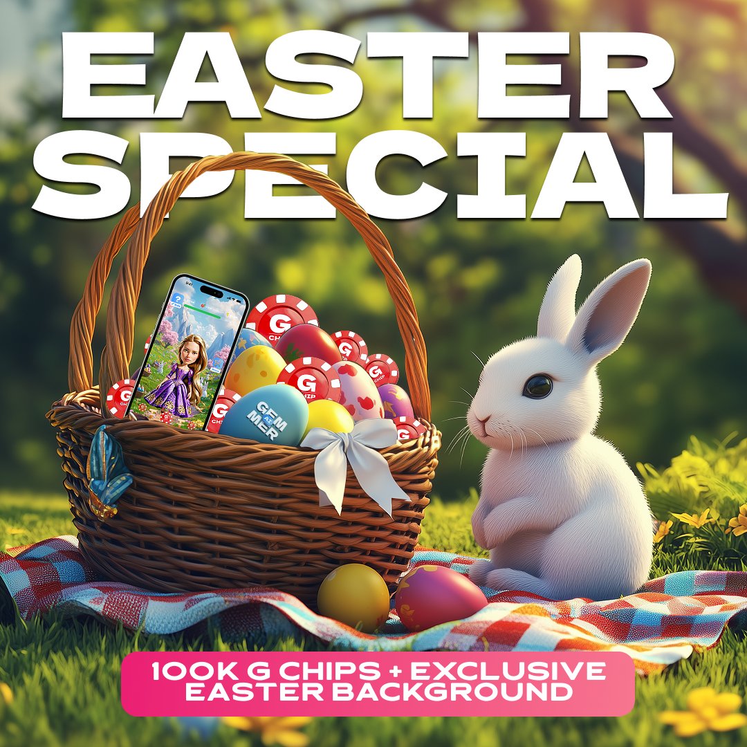 EASTER SPECIAL! GIFT FOR YOU &amp; YOUR FRIEND! 🐰🎁

Both of you will get 100,000 G Chips + EXCLUSIVE EASTER BACKGROUND! 🐇

How to claim your gift?
🔗 Invite a friend using your referral link
📩 Send both your ID and your referral’s ID in the chat

Quick rules:
🪺 Referrals count