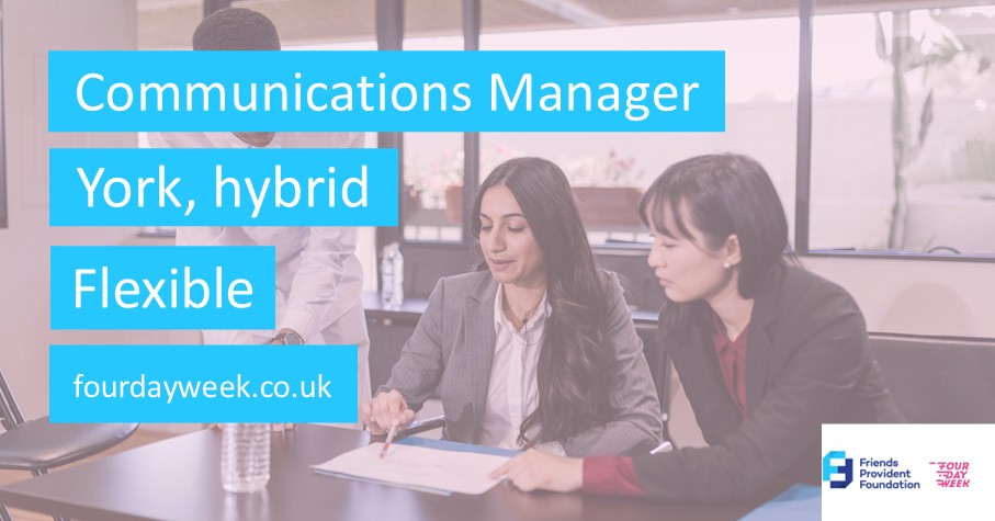 Four_day_week's tweet image. We are working with @FProvFoundation to help them fill their Communications Manager vacancy. This is a flexible role based in York. 

Find out more about this role here: shorturl.at/4SMxS

#flexibleworking #commsmanager #manager #vacancy #jobadvert #recuiting #jobsinYork