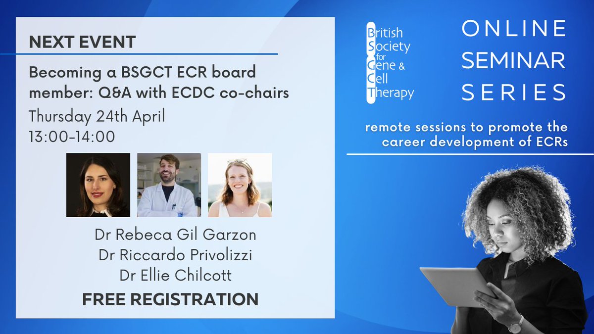 BSGCT (@_bsgct) on Twitter photo Do you want to become a <a href="/_BSGCT/">BSGCT</a> #ECR board member? Deadline for applications is 1st May! Join us on 24th April at 1pm for a Q&A with current ECDC co-chairs <a href="/RebecaGilG/">Rebeca</a>, <a href="/Dr_RickPrivo/">Riccardo Privolizzi</a> & <a href="/drelliechilcott/">Ellie Chilcott</a> to find out more! 🧬Register here: forms.gle/2BYCq2SjGAPamE… Do you want to become a <a href="/_BSGCT/">BSGCT</a> #ECR board member? Deadline for applications is 1st May! Join us on 24th April at 1pm for a Q&A with current ECDC co-chairs <a href="/RebecaGilG/">Rebeca</a>, <a href="/Dr_RickPrivo/">Riccardo Privolizzi</a> & <a href="/drelliechilcott/">Ellie Chilcott</a> to find out more! 🧬Register here: forms.gle/2BYCq2SjGAPamE…