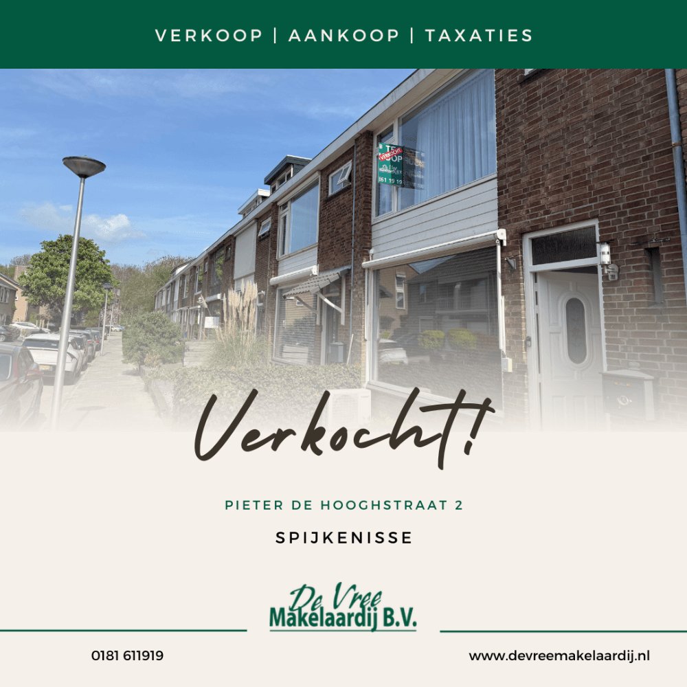 Pieter de Hooghstraat 2 in Spijkenisse is verkocht! Een instapklare eengezinswoning met moderne afwerking, vier slaapkamers en een fijne tuin mét overkapping. Ook verkopen? Of benieuwd naar de waarde van úw woning? Neem gerust contact met ons op, wij helpen u graag verder.