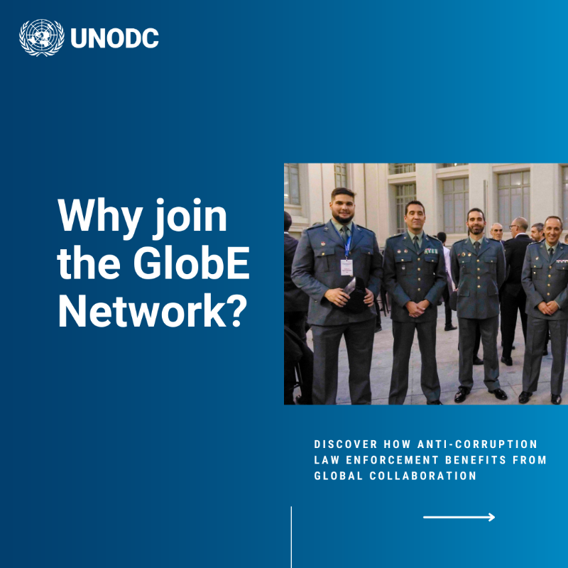 UNODC's tweet photo. Have you heard of the UNODC #GlobENetwork? 

It links 234 authorities across 126 countries to boost global cooperation in tackling corruption cases.

Follow their 🆕 LinkedIn page for updates: https://t.co/wcsK69YQ2N

#UnitedAgainstCorruption