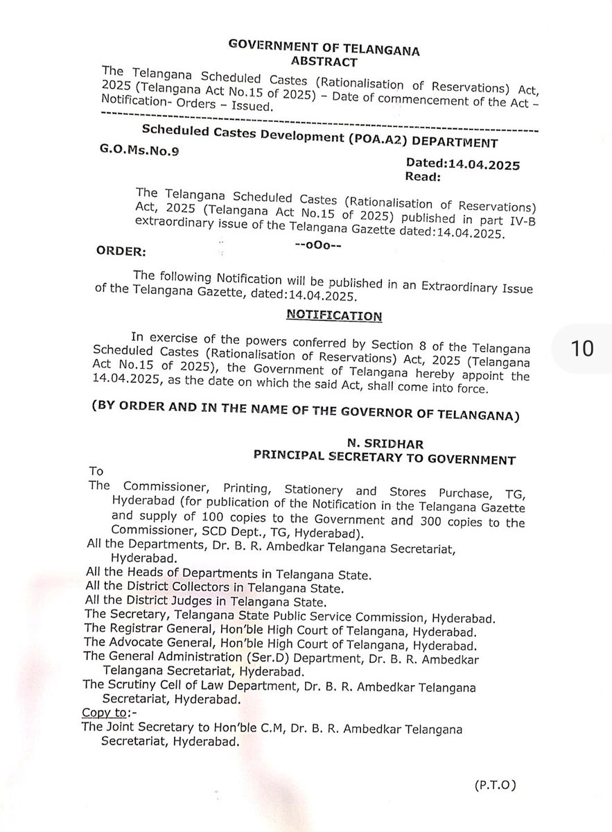 jsuryareddy's tweet photo. Telangana Government Issues GOs pertaining to The Scheduled Castes (Rationalisation of Reservations) Act 2025, coinciding with the 134th birth anniversary of Dr BR Ambedkar.
#SCSubCategorisation #Reservations #ScheduleCaste #DrBRAmbedkar #TelanganaCongress #Telangana https://t.co/mNrcz22CkB