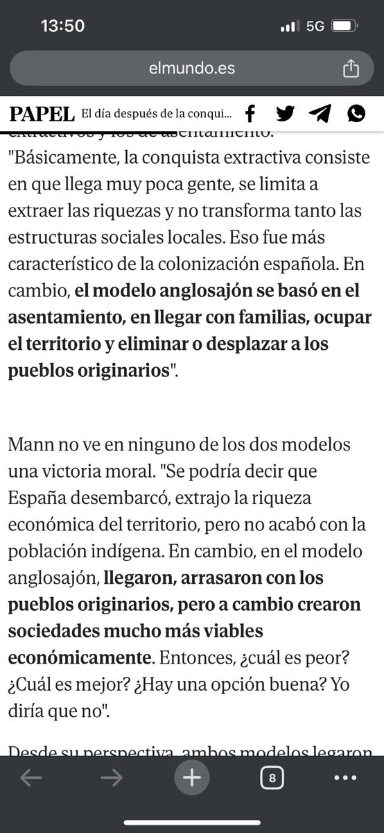 Berniebeltran's tweet photo. @elmundoes Esto es una fantasía, el modelo anglosajón no extraía nada porque se quedaron la parte del continente donde no había nada que extraer. Además, se obvia que buena parte de la riqueza extraída por España reinvertía en el propio territorio. Ya basta de propaganda anglófila. https://t.co/BitHYqgLQ8