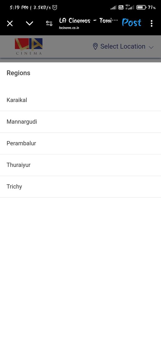 cryptogohan220's tweet photo. @LACinemaTrichy Add Mayiladuthurai to your website in  regions https://t.co/irYjNdG7ac