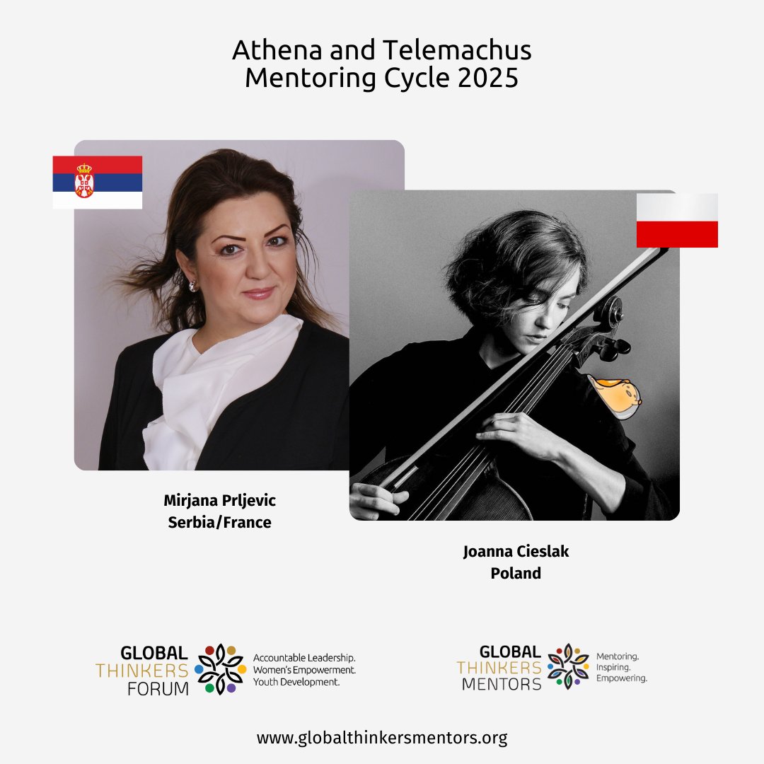 GTFMentoring's tweet image. We introduce our #mentee from #Poland Joasia Cieslak, a creative professional who holds a university degree in cello &amp;amp; classical music. Her #mentor is @MirjanaPrljevic, an internationally recognised advisor with over 25 years of experience in Strategic Positioning. #GTF #europe