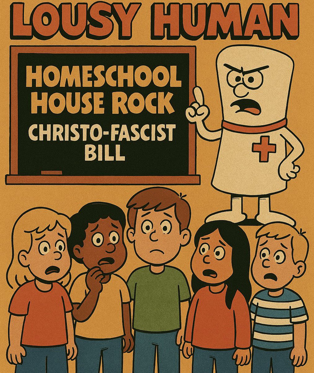 lousyhumanmag's tweet photo. Finally, a civics education that includes gun rights, sibling prom dates, and the Preamble to your family’s personal Constitution.

The Lousy Human TV Guide Issue is ON SALE NOW! Featuring: Homeschool House Rock!

https://t.co/2m1Vhgq5H5 https://t.co/ZubgGJIE8g