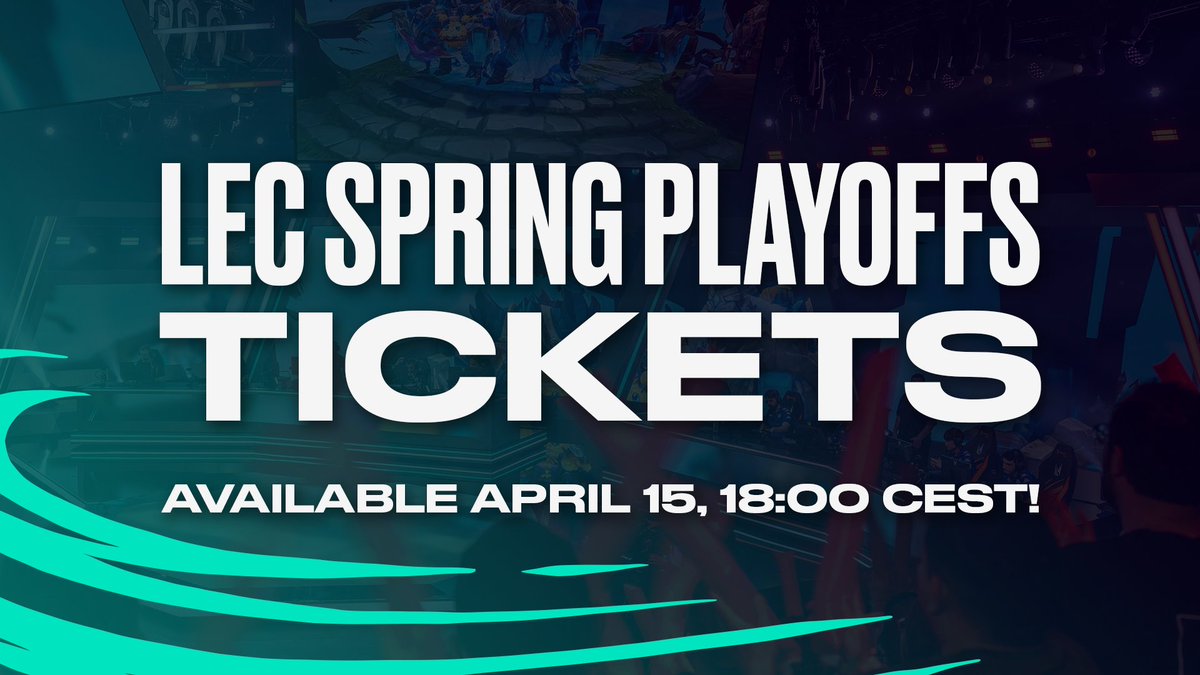 Tickets for the first week of the #LEC Spring Playoffs will be available tomorrow at 18:00 CEST! 🎟️

▶️ lec.gg/tickets
