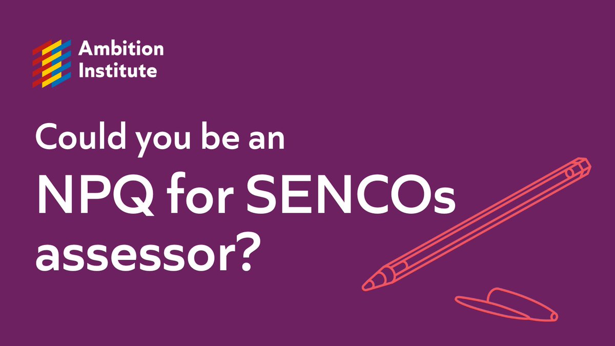 Ambition_Inst's tweet image. ⭐ New consultancy opportunity! ⭐
We are seeking Assessors on the National Professional Qualification for Special Educational Needs Co-ordinators (NPQ for SENCOs).
Discover more about the role on our website 👉 ambition.org.uk/about-us/consu…
📅 Closes Friday 16 May.