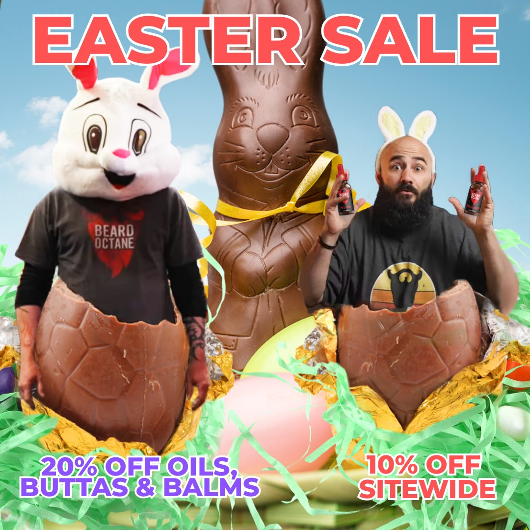 🌸 EASTER SALE IS LIVE! 🌸
Hop into savings with Beard Octane! 🐰💥

✨ 20% OFF all Oils, Butters &amp; Balms
✨ 10% OFF everything else sitewide!

Don’t wait—these deals disappear faster than Easter candy 🍬🐣
👉 Shop now at beardoctane.com