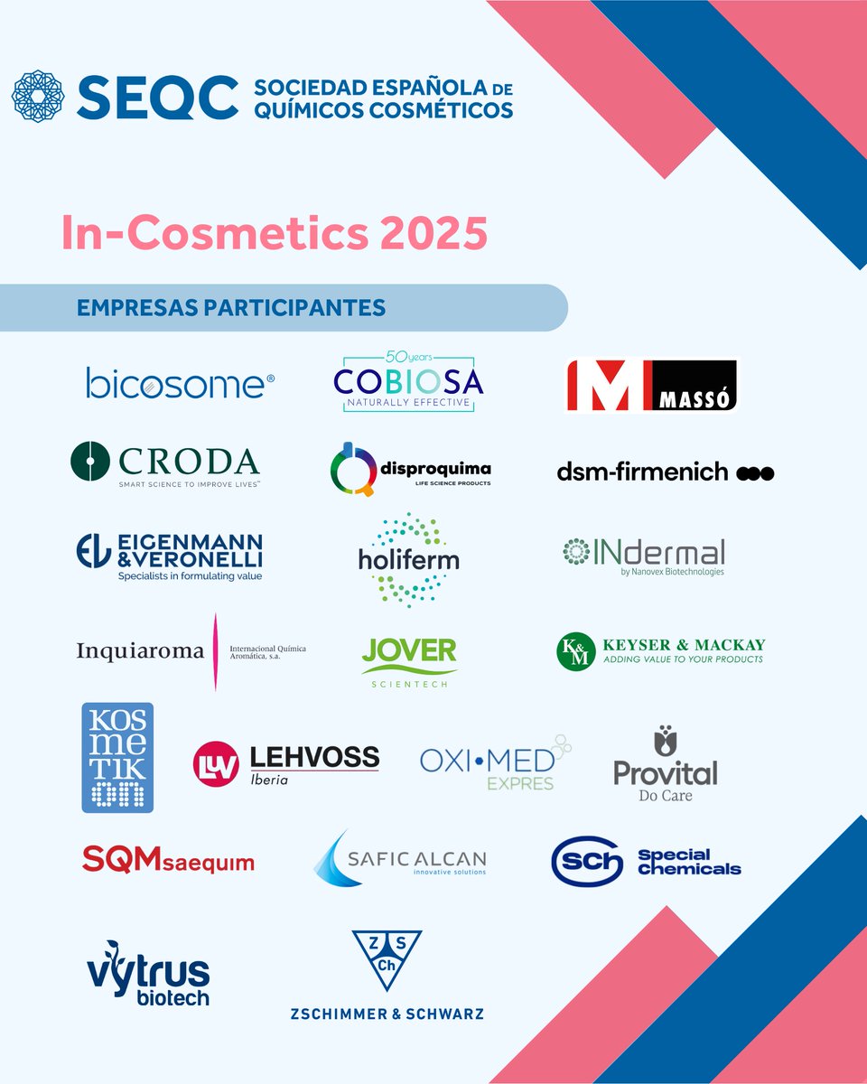 e_SEQC's tweet image. ¡Vuelven las novedades In-Cosmetics a Valencia! 🔬✨

📅 Fecha: 28/05/25
📍 Lugar:
 ADEIT Fundación Universidad-Empresa de la Universitat de València 
e-seqc.org/curs/68/Jornad…

#InCosmetics #Valencia #InnovaciónCosmética #IngredientesCosméticos #FormulaciónCosmética