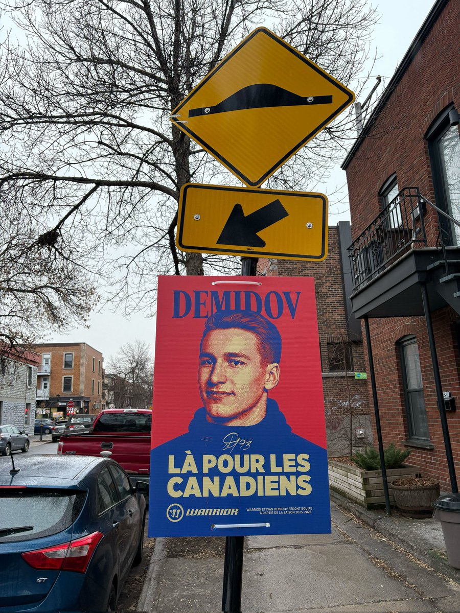 Coup de génie marketing de la part de Warrior Hockey : la compagnie vient de s'associer à Ivan Demidov... et a installé une centaine de pancartes "électorales" pour en faire l'annonce.

En voici 2 aperçues sur l'Île de Montréal 👇