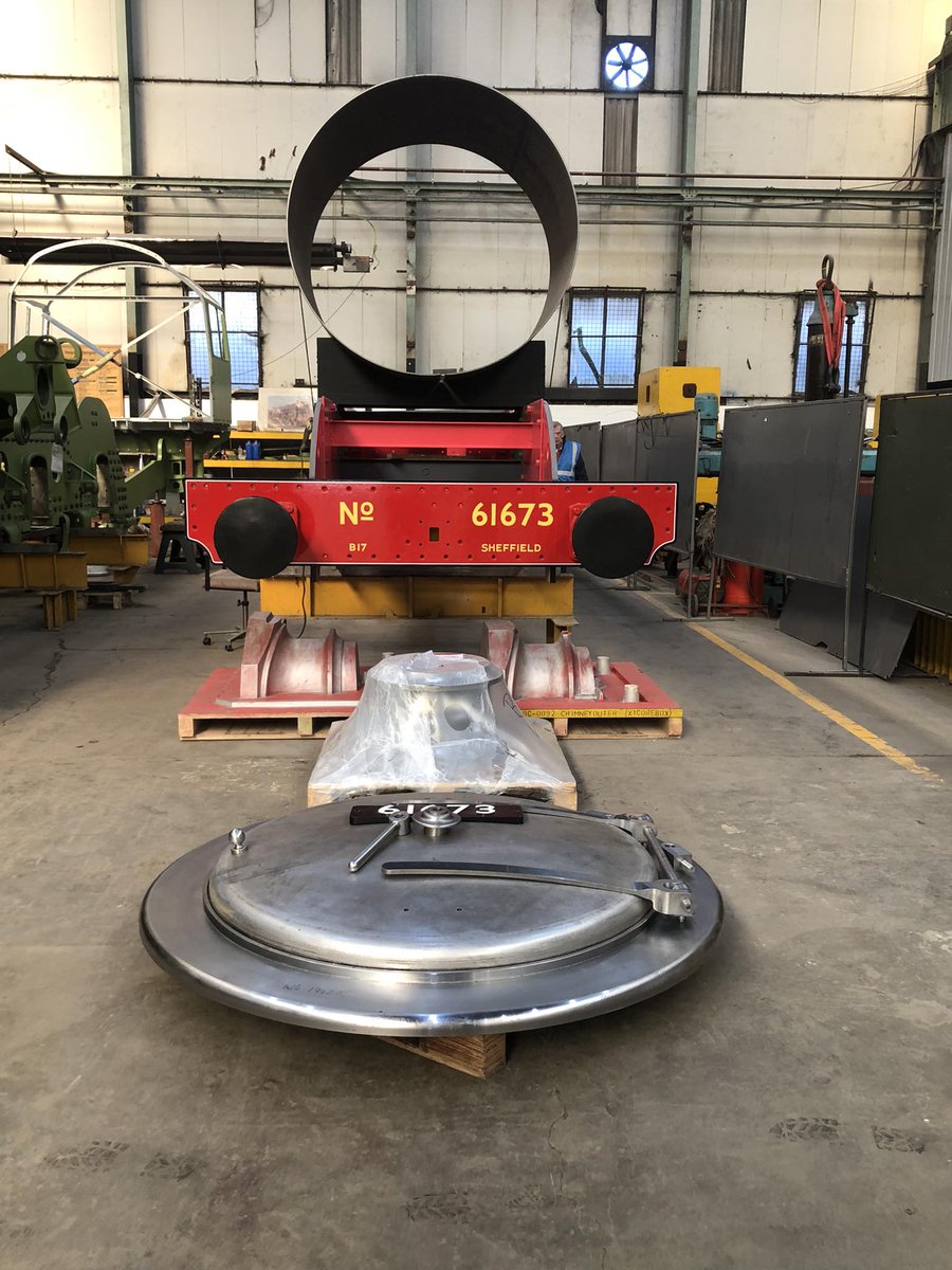 Thank you to everyone who came to our joint open day with The Standard Steam Locomotive Company at CTL Seal 😊Pictured in front of the chassis  are the new chimney and the Smokebox door and some fittings. After the open day, the  Smokebox ring will be welded in place.