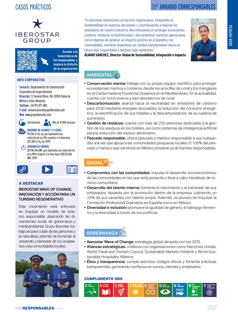 📖 Descubre el Caso Práctico de #ESG de <a href="/IBEROSTAR/">Iberostar</a> en el #20AnuarioCorresponsables 👉 f.mtr.cool/mwxdwdsjws

🌍 “En Iberostar impulsamos un turismo regenerativo, integrando la Sostenibilidad en nuestras decisiones y contribuyendo a mejorar los estándares de nuestra industria.