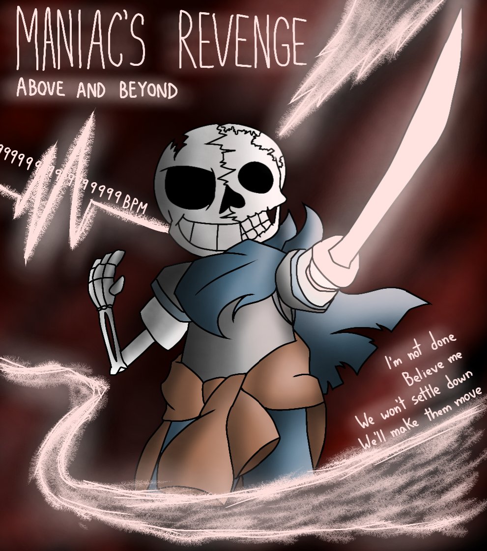 Starlight_UltiX's tweet photo. "Maniac's Revenge: Above And Beyond" (at my style :P) Text: "Bite Me" song from Murder Drones by GLITCH, Dusttrust X by AWESOME GAMES...yep you heard right #murderdrones? #undertaleAU #dustrust #dustswap #dusttrustX #maniacsrevenge #sans https://t.co/tKpRNd3JXH