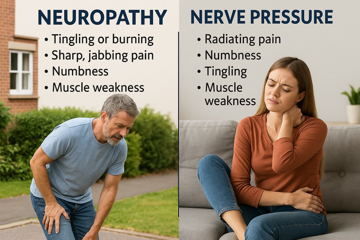 TriangleDecompr's tweet image. Is it nerve pressure or neuropathy?

Burning, tingling, or weakness? Get the right diagnosis and real relief in Cary, NC.

Learn the difference—and how we treat it.
🔗 triangledecompression.com/post/periphera…

#PeripheralNeuropathy #NervePain #SpinalDecompression #CaryNC #BackPainRelief