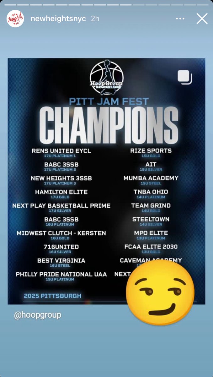 Deron Rippey Sr. (@rippey_deron) on Twitter photo Congratulationās To Our 17u Boys <a href="/NewHeightsNYC/">New Heights Youth Inc.</a> For Winning The š <a href="/TheHoopGroup/">Hoop Group</a> Pit Jam Fest#Grateful
TGBTG #WeWalkByFaithAndNotBySight! Congratulationās To Our 17u Boys <a href="/NewHeightsNYC/">New Heights Youth Inc.</a> For Winning The š <a href="/TheHoopGroup/">Hoop Group</a> Pit Jam Fest#Grateful
TGBTG #WeWalkByFaithAndNotBySight!