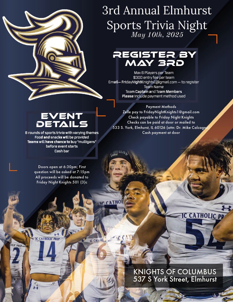 ICCPFootball's tweet image. Our 3rd annual trivia night will be on May 10th. Details 馃斀