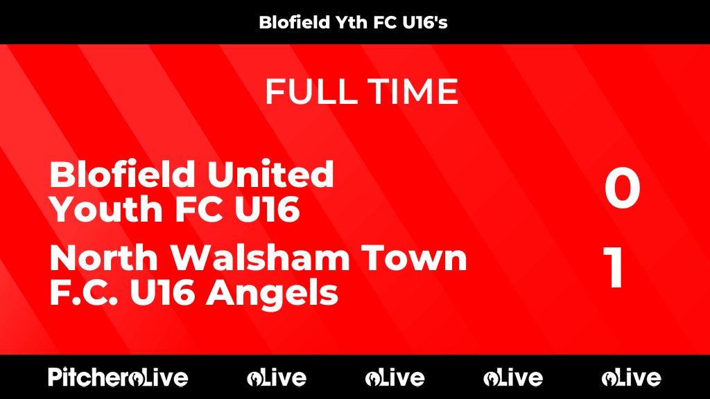 FULL TIME: Blofield United Youth FC U16 0 - 1 North Walsham Town F.C. U16 Angels
#BLONOR #Pitchero
blofieldunitedyouthfc.com/teams/165660/m…