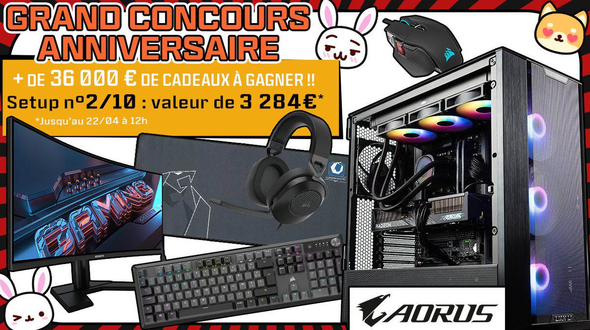 🎁 #26AnsTopAchat (@topachat) on Twitter photo Concours 🎁 26 Ans TopAchat
🔥 + de 36 000 € de cadeaux à gagner !
On continue avec le #Setup2 de 3284€ ! <a href="/AORUS_France/">AORUS France</a>
Pour participer
☑ #RT ce tweet
☑ Follow <a href="/TopAchat/">🎁 #26AnsTopAchat</a>
☑ Commente avec #26AnsTopAchat
Participe aussi ici ⬇️
topachat.com/p/content/conc…
🍀 TAS le 22/04 à 12h Concours 🎁 26 Ans TopAchat
🔥 + de 36 000 € de cadeaux à gagner !
On continue avec le #Setup2 de 3284€ ! <a href="/AORUS_France/">AORUS France</a>
Pour participer
☑ #RT ce tweet
☑ Follow <a href="/TopAchat/">🎁 #26AnsTopAchat</a>
☑ Commente avec #26AnsTopAchat
Participe aussi ici ⬇️
topachat.com/p/content/conc…
🍀 TAS le 22/04 à 12h