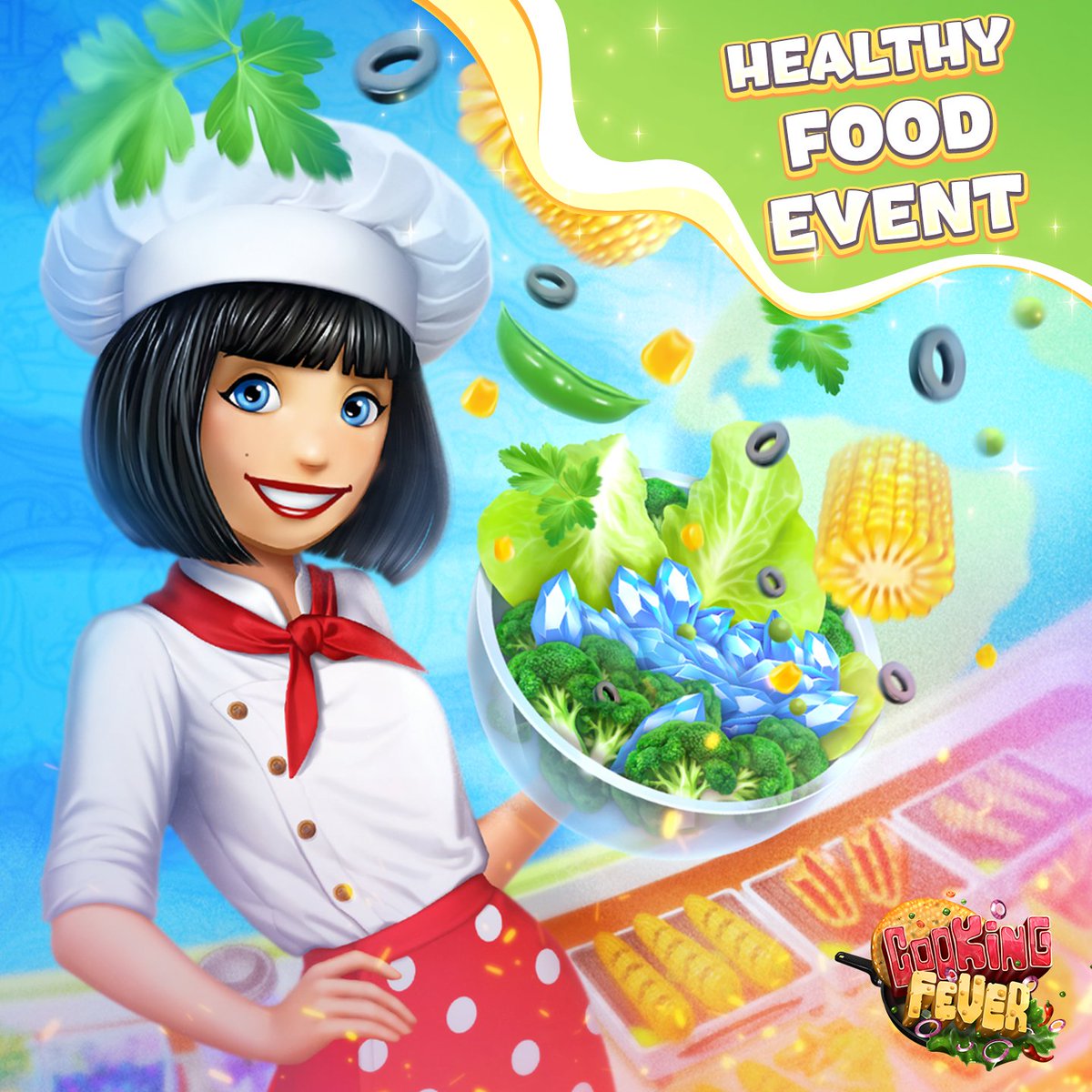 cookingfever's tweet photo. 🌱 The Healthy Food Event is LIVE in #CookingFever!
🔥 Spotlight on Vegan Peak – now 50% OFF!
💎 Gem Shard Rain + 🎉 limited-time animated avatars & frames!
Ends May 12 – don’t miss it! 👨🍳🥑 https://t.co/wNFA3Kczgr