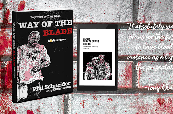 19 hours left to support the new edition of Way of the Blade.

Written by <a href="/philaschneider/">Phil Schneider</a> and drawn by <a href="/christhings/">Chris-Things</a>, it's an exploration of <a href="/AEW/">All Elite Wrestling</a>'s bloody glory. 

Interviews include <a href="/TonyKhan/">Tony Khan</a>, <a href="/JonMoxley/">Jon Moxley</a> and <a href="/bryandanielson/">Bryan Danielson</a> among many others. 

igg.me/at/Ka1z4CiEghM…