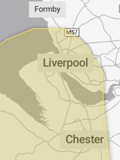 ⚠️⚠️⚠️⚠️⚠️
Met Office yellow warning issued for parts of Liverpool for rain 12:00 Tues to 12:00 Weds
⚠️⚠️⚠️⚠️⚠️

weather.metoffice.gov.uk/warnings-and-a…