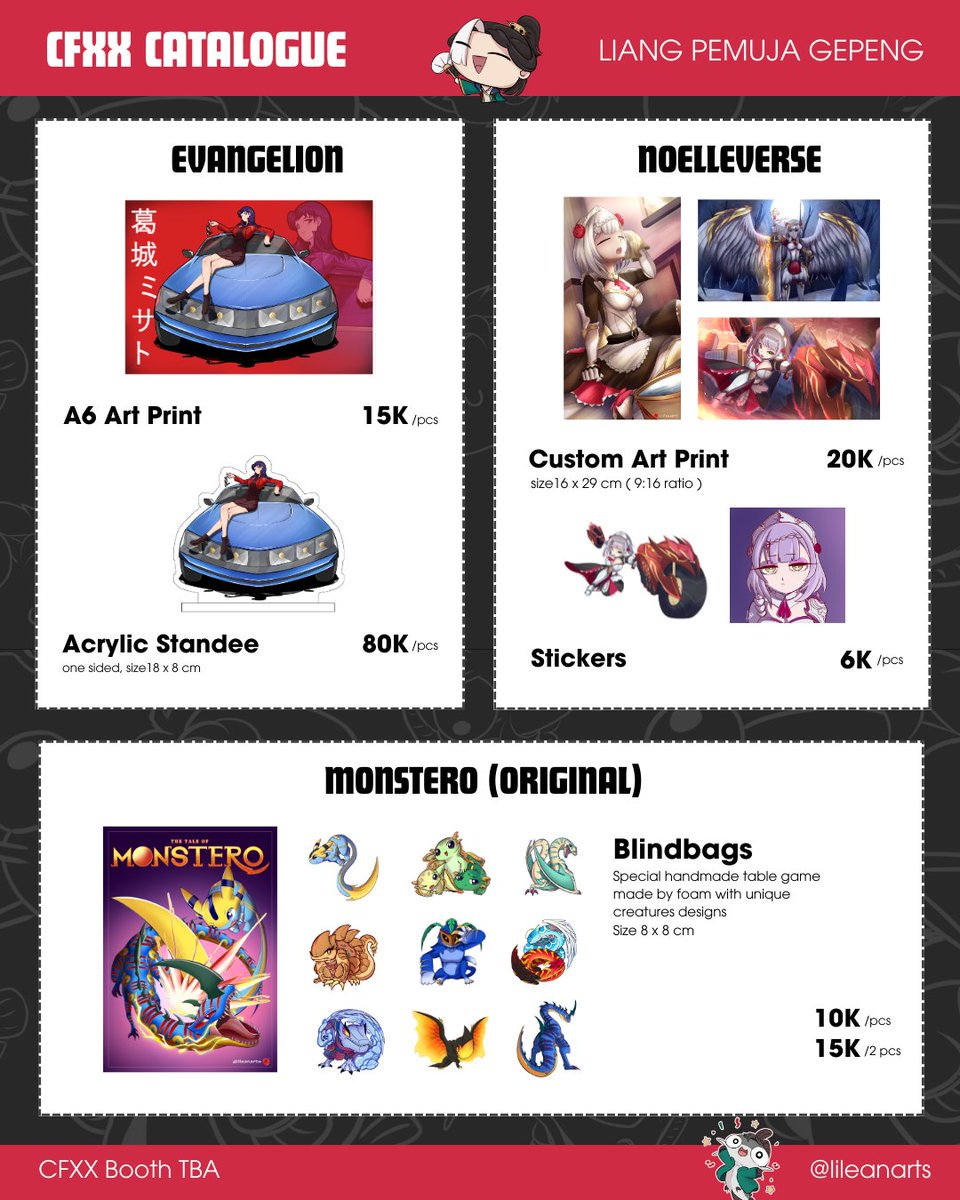 Lileanarts's tweet photo. [❤️ &amp; 🔁 is appreciated]

COMMIFUROXX (CFXX) CATALOGUE

🗓 24 &amp; 25 May 2025
📍Liang Pemuja Gepeng (Booth TBA)
🎨 Wuthering Waves, Monster Hunter, Epic Seven, Evangelion, Original Arts, and others
 #CFXXcatalogue #CF20 #Comifuro20 #CFXX https://t.co/um7Jx4fQxt