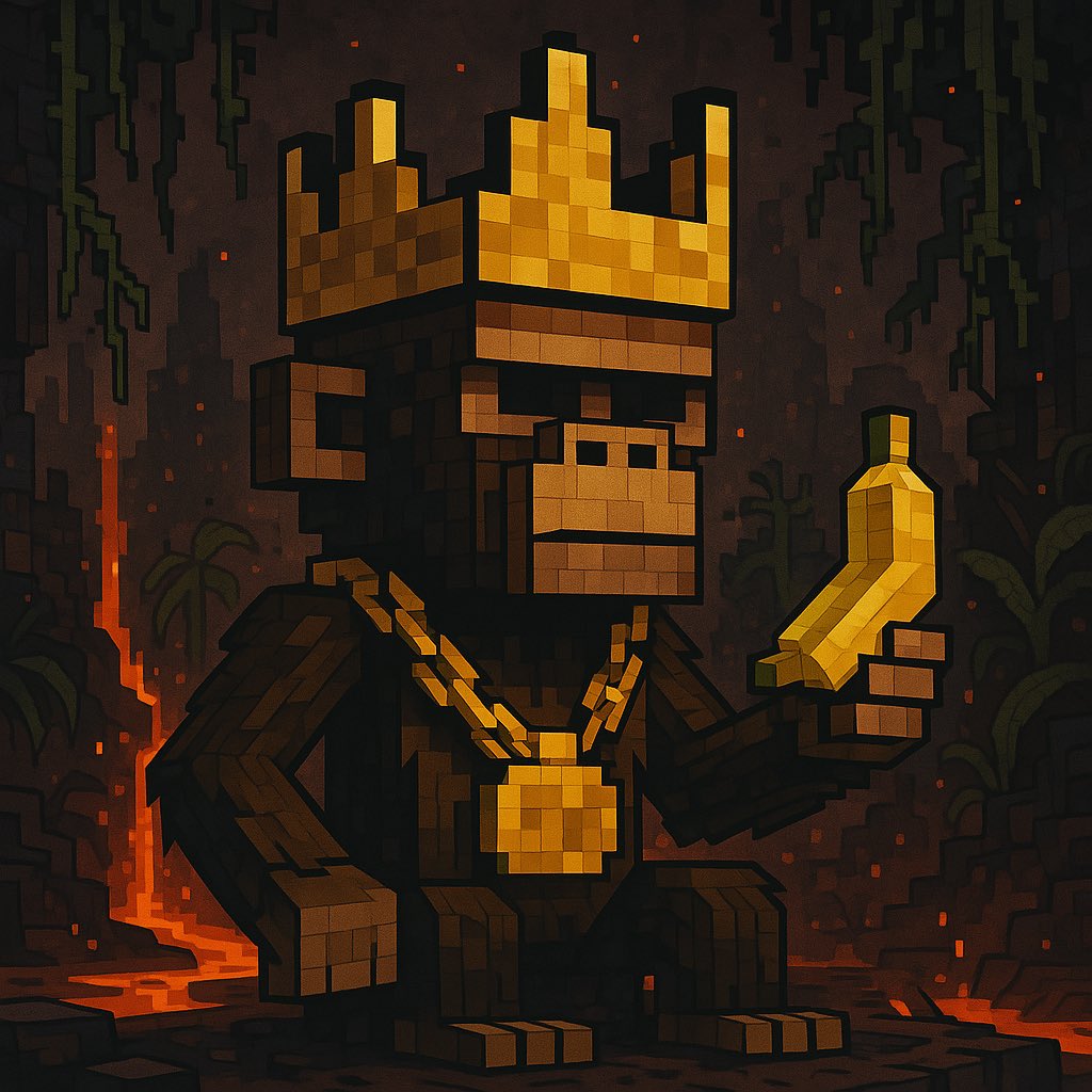 NoctaArt's tweet photo. APE &amp; BLOCK – Nether King est arrivé.

Un singe, une banane, une jungle en feu.
Tout en pixels. Tout en puissance.
Le trône est en blocs, le swag est royal.

1/1 dispo sur Zora

#APEandCROWN #APEandBLOCK #NFTdrop #1of1Art #PixelArt #MinecraftStyle #Zora #CryptoArt #Nocta https://t.co/EVl037MzsL