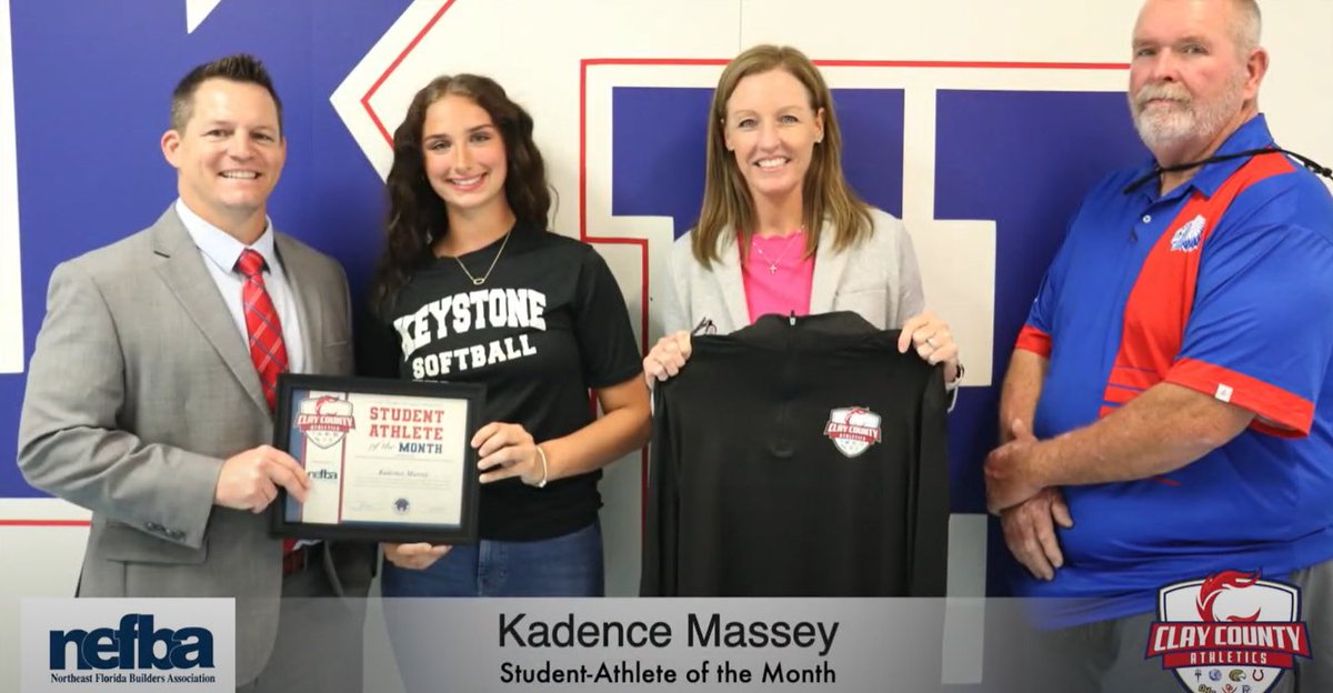 CLAY COUNTY STUDENT ATHLETE OF THE MONTH: Congratulations to Kadence Massey from <a href="/AthleticsKhhs/">KHHS Athletics</a> for being selected as the <a href="/nefbastrong/">NEFBA</a> Student Athlete of the Month. Watch her one on one interview HERE: youtu.be/aQZANt5LZYc