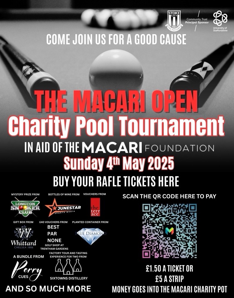 Stoke City Community Trust (@scfc_community) on Twitter photo 🎱 The Macari Open 🎱
We are delighted to be supporting, and attending a charity pool tournament at <a href="/LongtonSnooker7/">Longton Snooker&Pool</a> raising money for the wonderful Macari Centre!
Some of our #PLKicks participants will also be volunteering on the day! 🥳❤️🤍
<a href="/PLCommunities/">Premier League Communities</a> 🎱 The Macari Open 🎱
We are delighted to be supporting, and attending a charity pool tournament at <a href="/LongtonSnooker7/">Longton Snooker&Pool</a> raising money for the wonderful Macari Centre!
Some of our #PLKicks participants will also be volunteering on the day! 🥳❤️🤍
<a href="/PLCommunities/">Premier League Communities</a>
