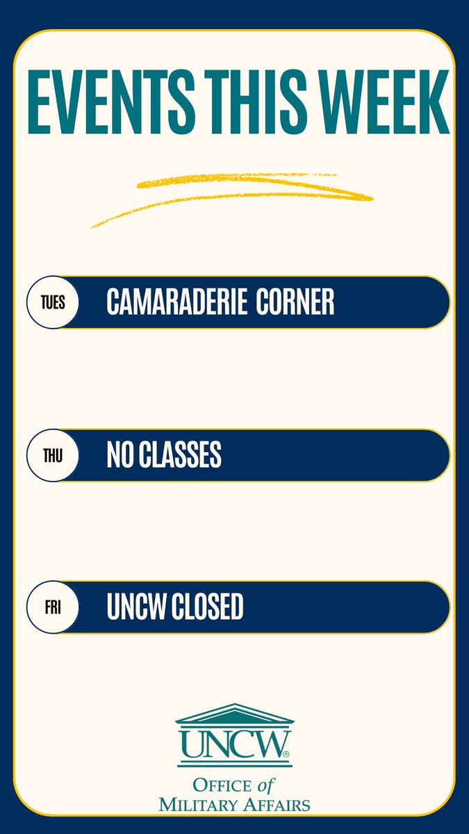 AdvisorAlexUNCW's tweet photo. This week’s @UNCW_OMA events! https://t.co/Co24IJrWWR