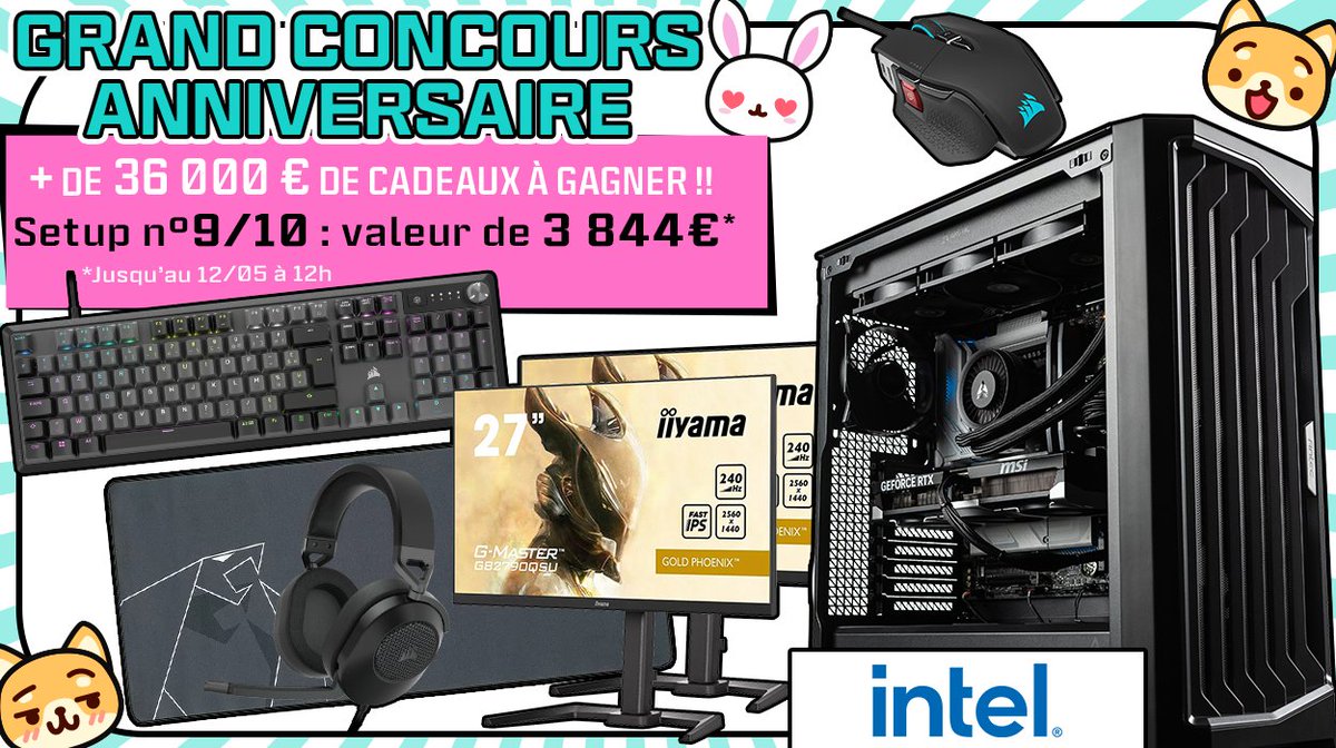 🎁 #26AnsTopAchat (@topachat) on Twitter photo Concours 🎁 26 Ans TopAchat
🔥 + de 36 000 € de cadeaux à gagner !
C'est reparti avec le #Setup9 de 3844€ ! <a href="/IntelFrance/">Intel France</a>
Pour participer
☑ #RT ce tweet
☑ Follow <a href="/TopAchat/">🎁 #26AnsTopAchat</a>
☑ Commente avec #26AnsTopAchat
Participe aussi ici ⬇️
topachat.com/p/content/conc…
🍀 TAS le 12/05 à 12h Concours 🎁 26 Ans TopAchat
🔥 + de 36 000 € de cadeaux à gagner !
C'est reparti avec le #Setup9 de 3844€ ! <a href="/IntelFrance/">Intel France</a>
Pour participer
☑ #RT ce tweet
☑ Follow <a href="/TopAchat/">🎁 #26AnsTopAchat</a>
☑ Commente avec #26AnsTopAchat
Participe aussi ici ⬇️
topachat.com/p/content/conc…
🍀 TAS le 12/05 à 12h