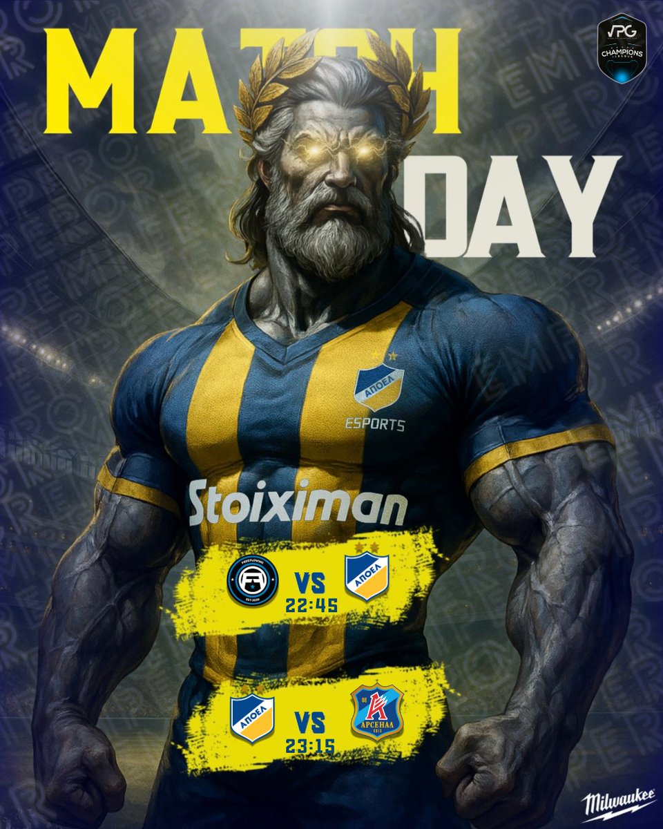 🎯 First challenge of the VPG Super eChampionsLeague 
🏆 Group Stages Matchday 1 &amp; 2
🆚️ Free Flowing 🇬🇧 (22:45) &amp; Arsenal Kyiev(23:15) 🇺🇦 
🖥 Watch live tonight on our official TikTok channel.

Let's kick off our campaign on the right track!

#VPG #APOELFC #EMPEROR #MILWAUKEE