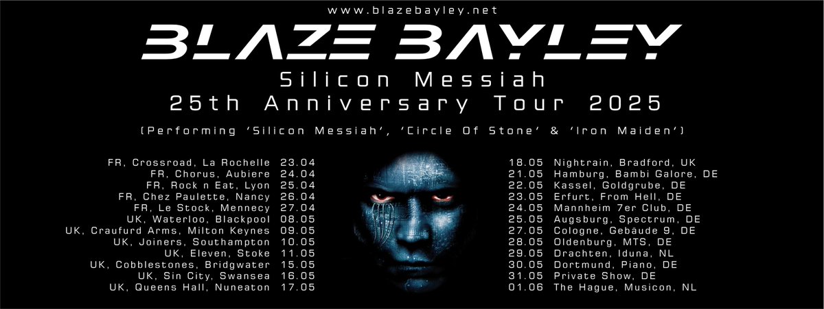 We are *so* excited to welcome <a href="/realblazebayley/">blazebayleyofficial</a> to <a href="/joinerslive/">The Joiners</a> on 10 May

This extensive tour celebrates Silicon Messiah, and will be hitting up #Southampton 3wks today

Support: <a href="/WhiteRavenDown/">White Raven Down</a>
Doors: 7pm
Free meet+greet with Blaze

🪄seetickets.com/event/blaze-ba…