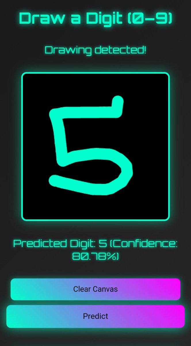 Kal_l_el's tweet image. Just built a fully working digit recognizer using TensorFlow.js — draw any number (0–9) and it predicts it live in your browser! No libraries, no backend, just raw JS magic. AI on the frontend is wild!"
#AI #TensorFlowJS #MachineLearning #WebDev #JavaScript