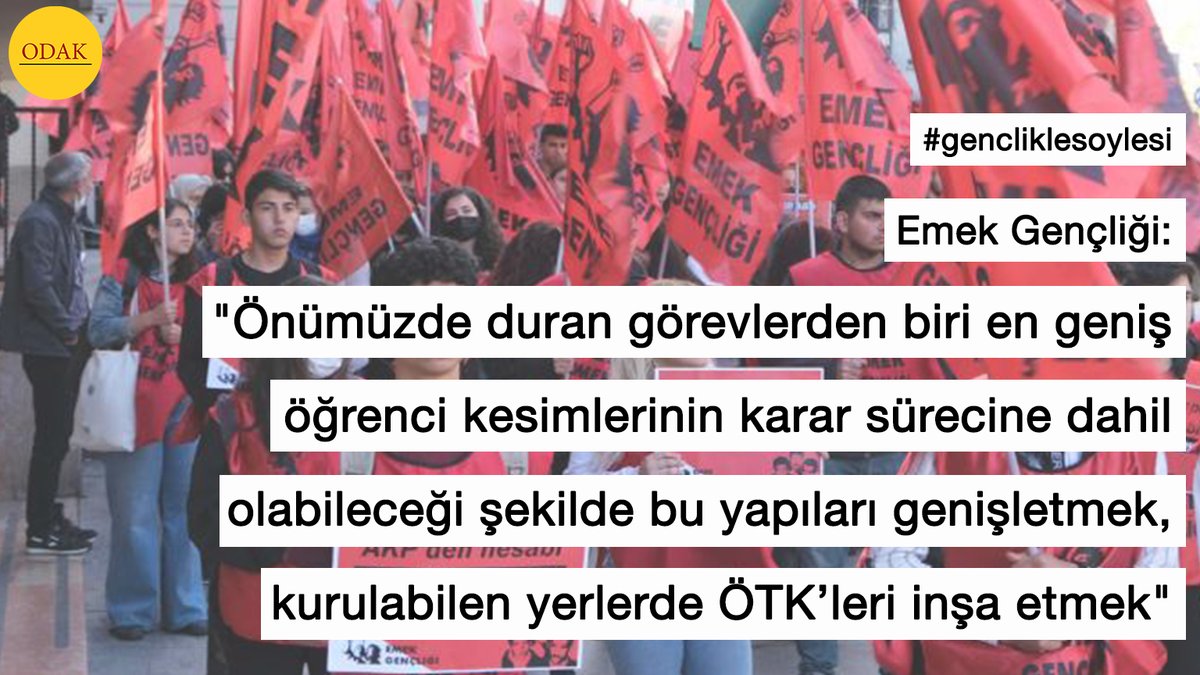ODAK DERGİSİ (@odakdergisi2) on Twitter photo 📌#gencliklesoylesi
Emek Gençliği (<a href="/emekgencligi_/">Emek Gençliği</a>): “Önümüzde duran görevlerden biri en geniş öğrenci kesimlerinin karar sürecine dahil olabileceği şekilde bu yapıları genişletmek, kurulabilen yerlerde ÖTK’leri inşa etmek”
odakdergisi2.com/genclikle-soyl…
"Bu örgütsüz hal eylemlilik ++ 📌#gencliklesoylesi
Emek Gençliği (<a href="/emekgencligi_/">Emek Gençliği</a>): “Önümüzde duran görevlerden biri en geniş öğrenci kesimlerinin karar sürecine dahil olabileceği şekilde bu yapıları genişletmek, kurulabilen yerlerde ÖTK’leri inşa etmek”
odakdergisi2.com/genclikle-soyl…
"Bu örgütsüz hal eylemlilik ++