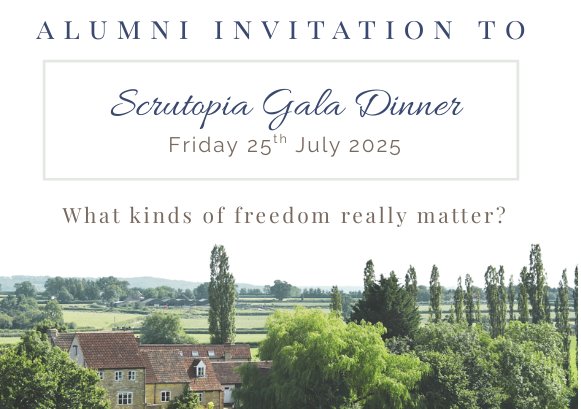 For Scrutopia 2025 we are hosting an Alumni reunion at the Gala Dinner on Friday 25th July with Special Guest speaker Professor Kathleen Stock OBE. 
Applications are open to Scrutopia Alumni and former students of Roger Scruton - apply here
forms.gle/W7dExvqEHWvXkp…