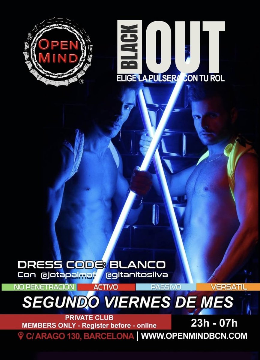 Jota~de~Palma Bcn (@jdpalmaf) on Twitter photo Próxima black out en <a href="/openmindbcnclub/">openmindbcnclub</a> 9 de Mayo
Recuerda, segundo viernes de cada mes, ven a la fiesta de roles, elige la pulsera con tu rol y disfruta en la oscuridad más morbosa 😈
Solo en <a href="/openmindbcnclub/">openmindbcnclub</a> Próxima black out en <a href="/openmindbcnclub/">openmindbcnclub</a> 9 de Mayo
Recuerda, segundo viernes de cada mes, ven a la fiesta de roles, elige la pulsera con tu rol y disfruta en la oscuridad más morbosa 😈
Solo en <a href="/openmindbcnclub/">openmindbcnclub</a>