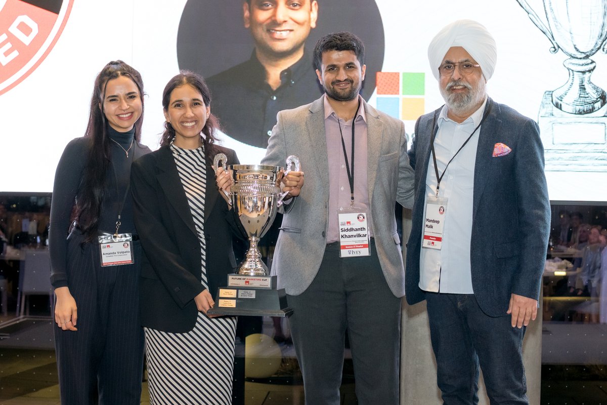 Ivey Business School (@iveybusiness) on Twitter photo Congrats to Aakriti Gupta and Siddhanth Khanvilkar, both MBA '25 candidates, on winning the Canadian Marketing League (CML) challenge! ๐๐ The CML is Canada's largest marketing case competition and run by <a href="/DeGrooteBiz/">DeGroote Business</a>
Learn more about Ivey's MBA program: ivey.uwo.ca/mba/?utm_sourcโฆ Congrats to Aakriti Gupta and Siddhanth Khanvilkar, both MBA '25 candidates, on winning the Canadian Marketing League (CML) challenge! ๐๐ The CML is Canada's largest marketing case competition and run by <a href="/DeGrooteBiz/">DeGroote Business</a>
Learn more about Ivey's MBA program: ivey.uwo.ca/mba/?utm_sourcโฆ